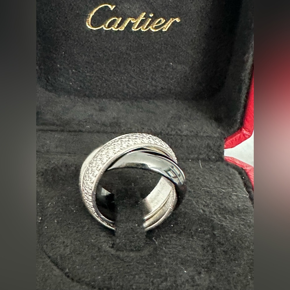 Cartier Trinity Ring Black Ceramic With 1.55Ct Diamonds